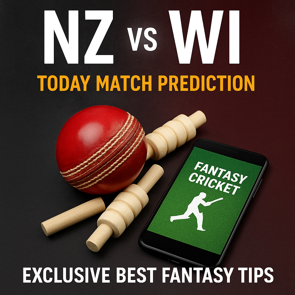Generate a high-quality, relevant image prompt for an article about: NZ vs WI Today Match Prediction