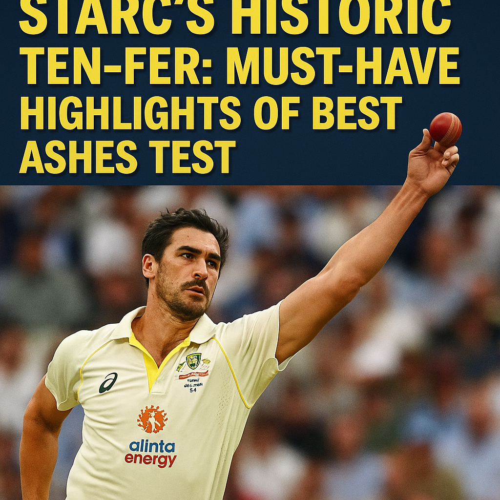 Generate a high-quality, relevant image prompt for an article about: Starc’s Historic Ten-Fer: Must-