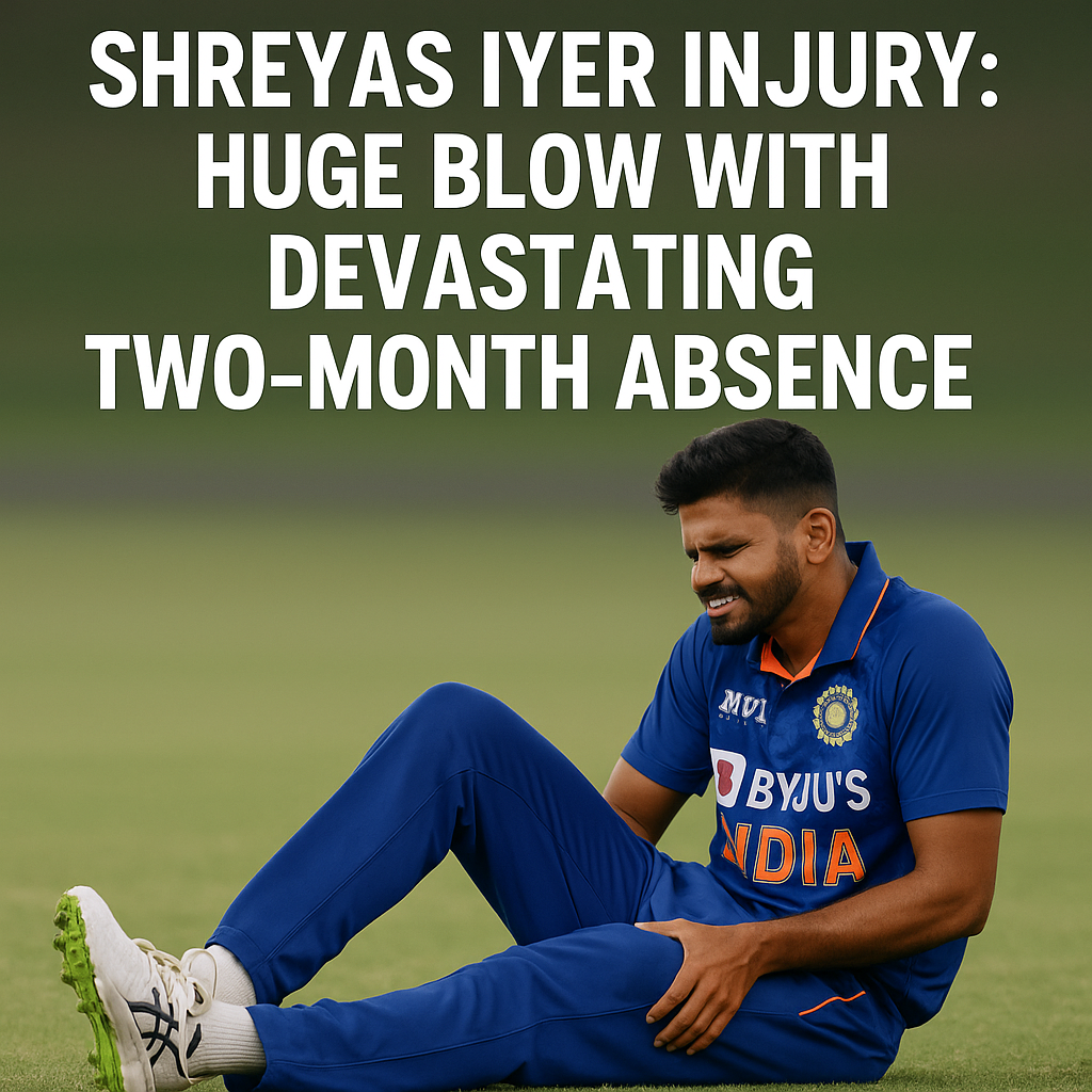 Generate a high-quality, relevant image prompt for an article about: Shreyas Iyer Injury: Huge Blow