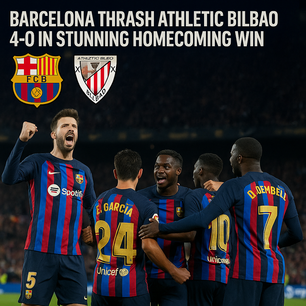 Generate a high-quality, relevant image prompt for an article about: Barcelona Thrash Athletic Bilba