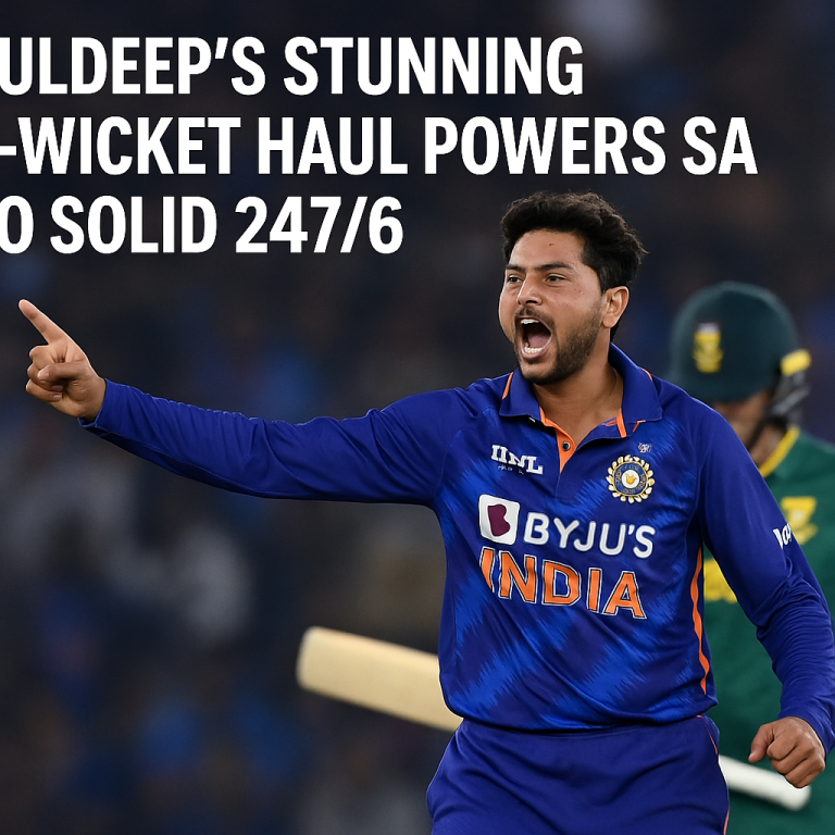 Kuldeep’s Stunning 3-Wicket Haul Powers SA to Solid 247/6