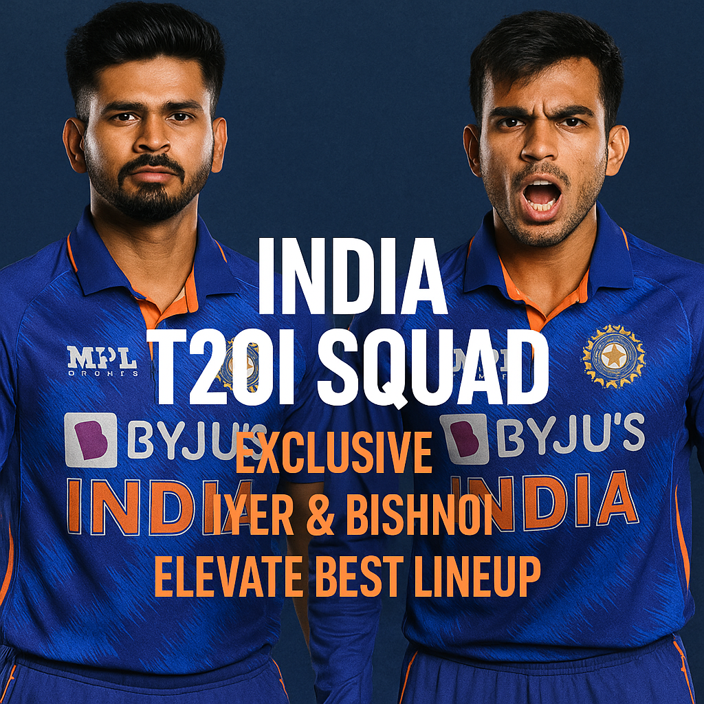 Generate a high-quality, relevant image prompt for an article about: India T20I Squad: Exclusive Iye