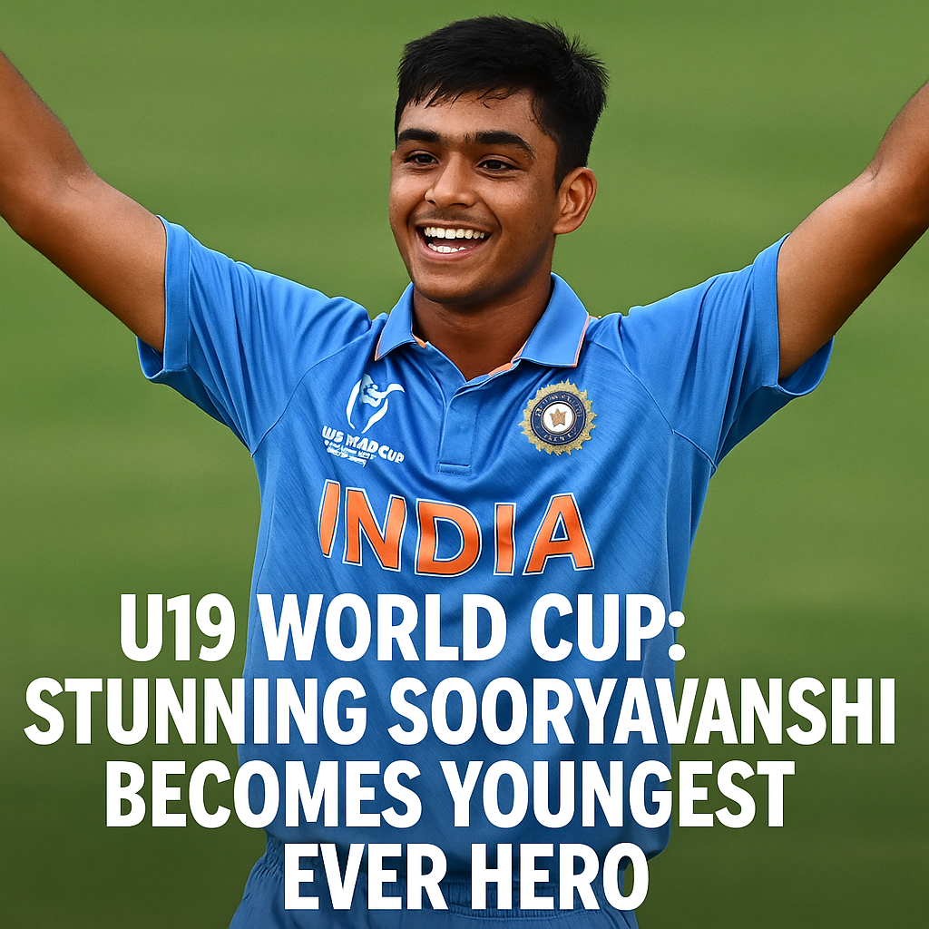 Generate a high-quality, relevant image prompt for an article about: U19 World Cup: Stunning Sooryav